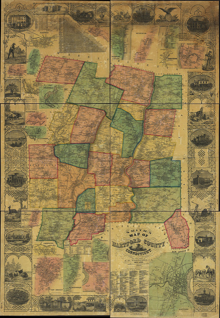 1869 map of Farmington and Plainville, CT from atlas