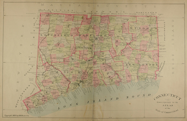 1869 map of Farmington and Plainville, CT from atlas